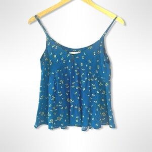Becool Babydoll Floral Peplum Tank Top Size Small / Large Blue